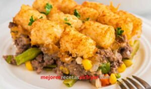 Pastel de Tater Tots con Carne Molida en la Freidora de Aire