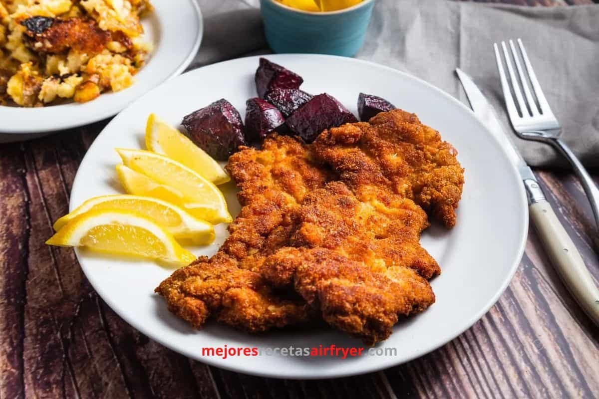 Schnitzel de muslo de pollo en airfryer