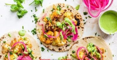 Tacos de coliflor asada con freidora de aire